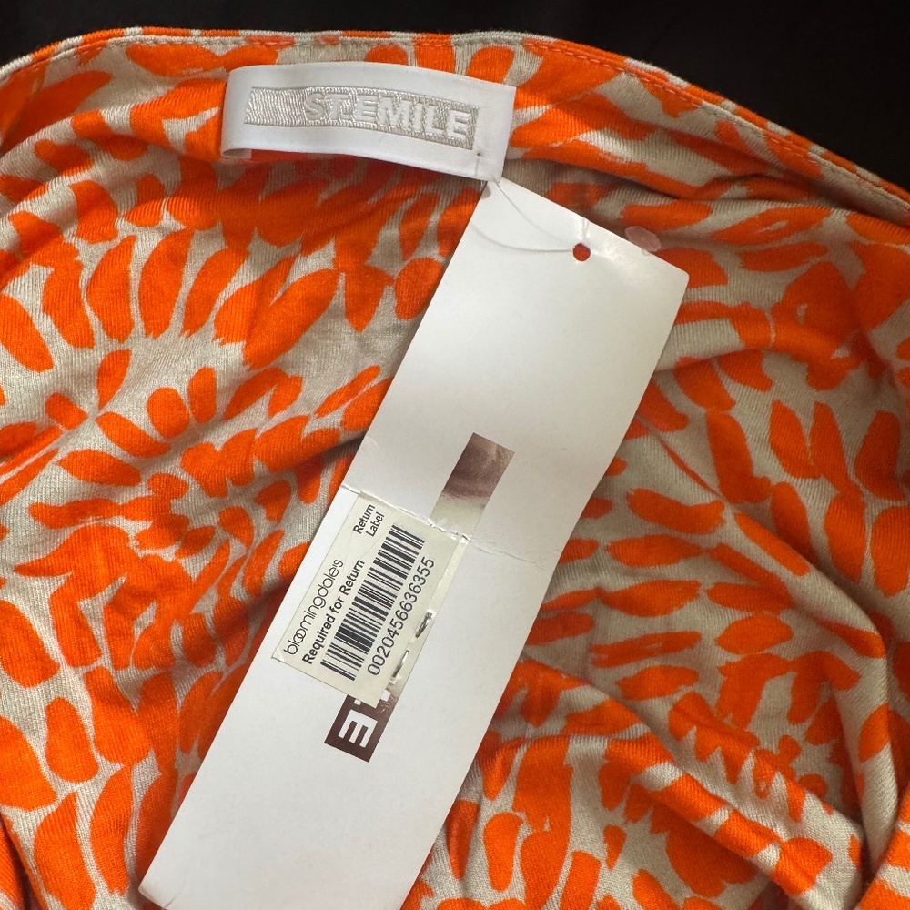 ST. EMILE - Orange & Taupe Print Midi Wrap Dress Sz 12 - Picture 3 of 3